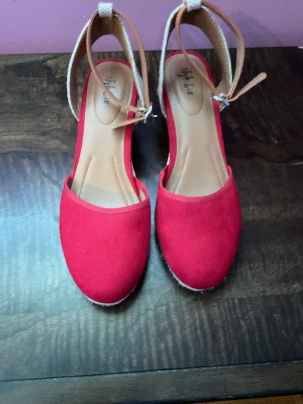 Style & Co. Red Ankle-Strap Espadrille Flats